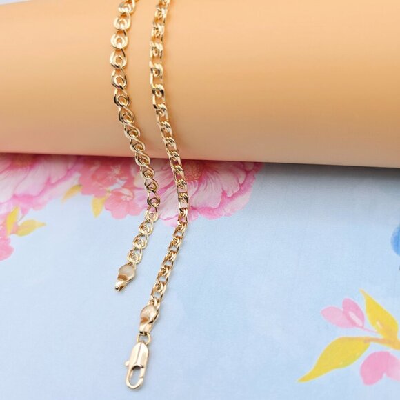 "Glossy Rose Gold Heart Link Chain Necklace, 23.6 Inch Romantic Style, XPNL0090 - Picture 9 of 12